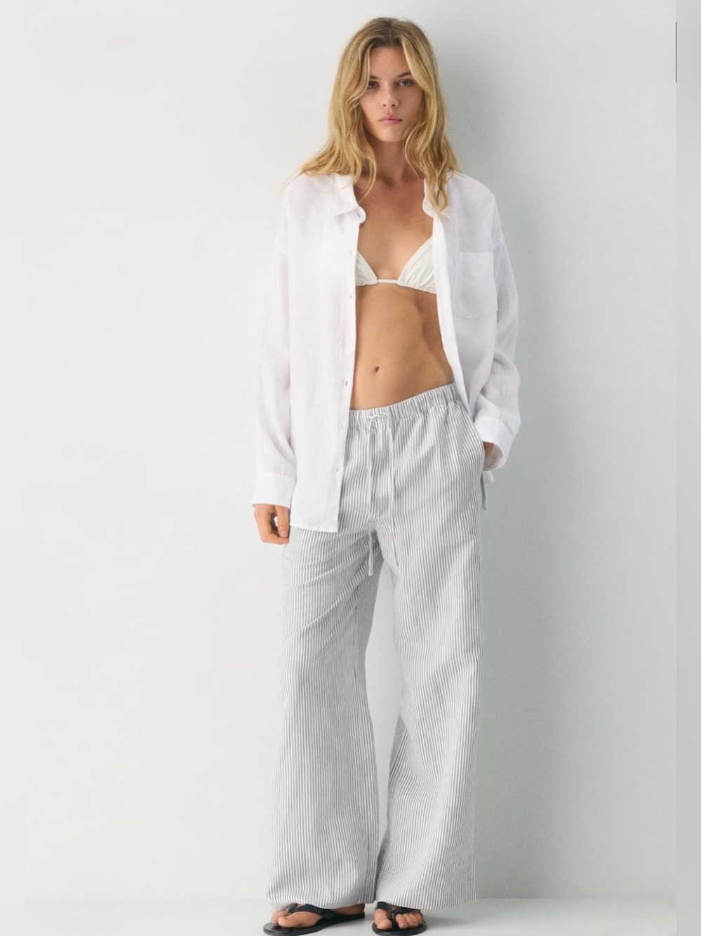 Aritzia The Lodge Pant Cruiselinen Striped Wide Leg XL NWT